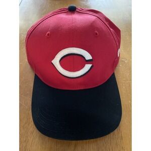 VINTAGE Cincinnati Reds Hat Cap Snap Back Black Red MLB Baseball Mens 90s